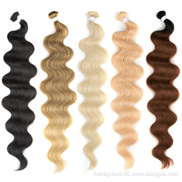 REBECCA 18~36 inches 100g Body Wave Ombre Brown 613 Blonde Synthetic Hair Extensions Ponytail Hair Bundles Synthetic Hair Weave